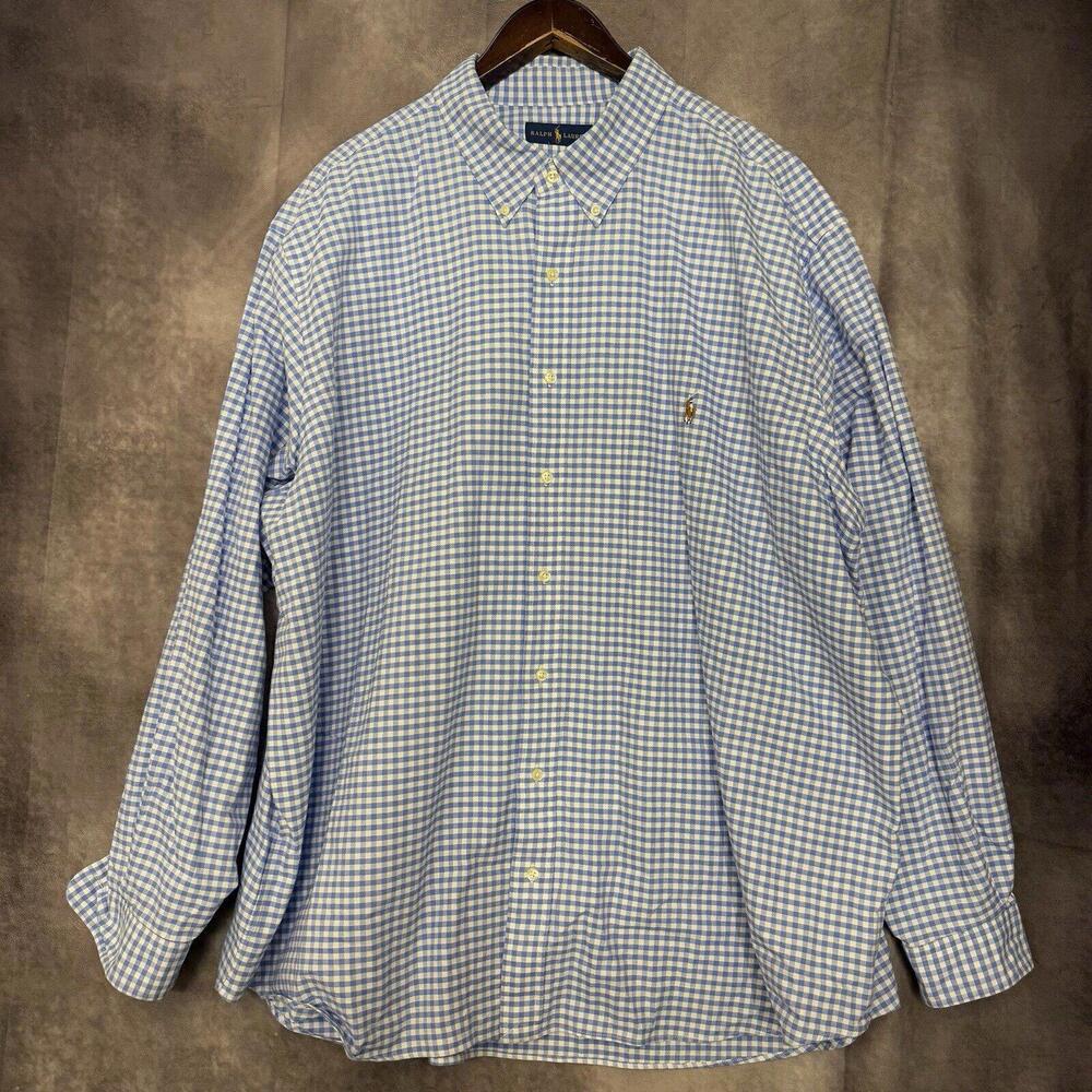 Ralph Lauren Oxford Shirt Men's Big 3XB Classic Fit Long Sleeve Plaid